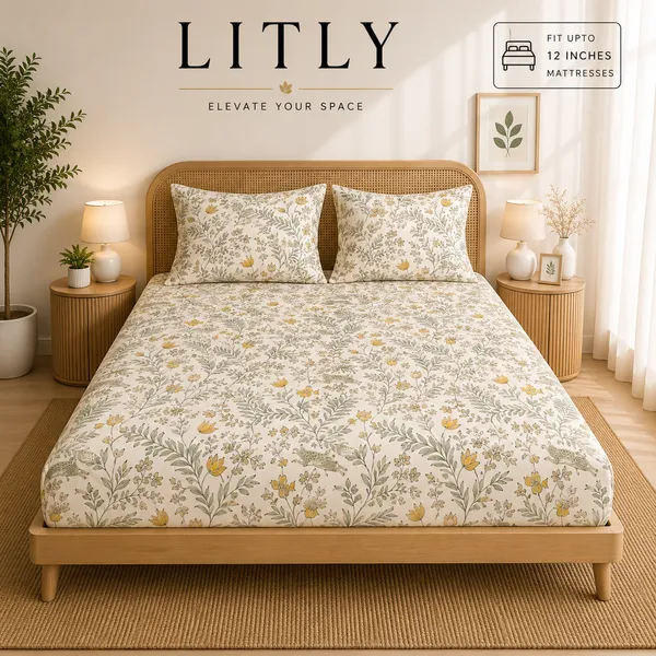 Cotton_Floral_Print_Double_Bedsheet_Set
