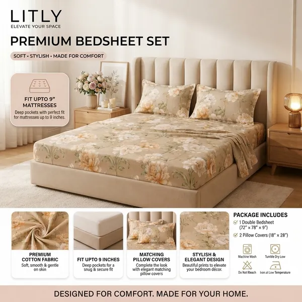 Cotton_Floral_Print_King_Size_Bedsheet_Set