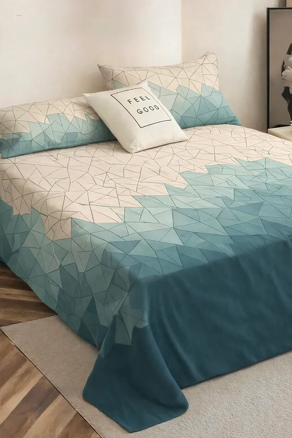 Blue_And_White_Geometric_Print_King_Size_Bedsheet