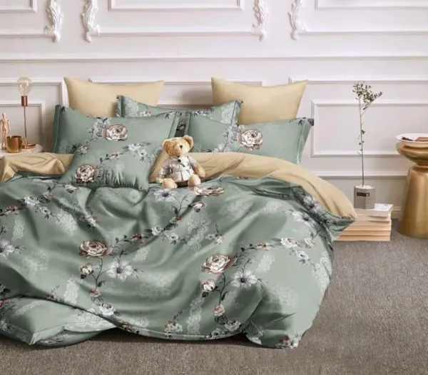 Green_Floral_Print_Flat_Bedsheet