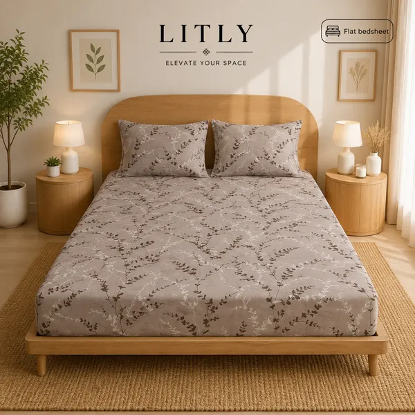 Grey_Botanical_Print_Flat_Bedsheet