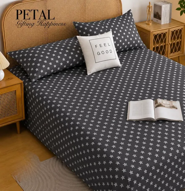 Grey_Contemporary_Star_Print_Bedsheet_Set