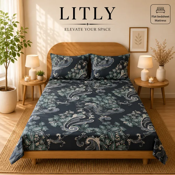 Paisley_Floral_Print_Double_Bedsheet_Set
