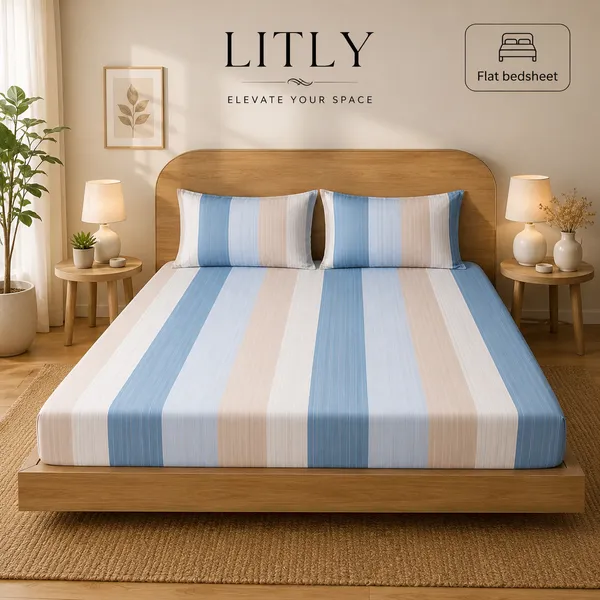 Blue_White_Striped_Flat_Bedsheet_Set