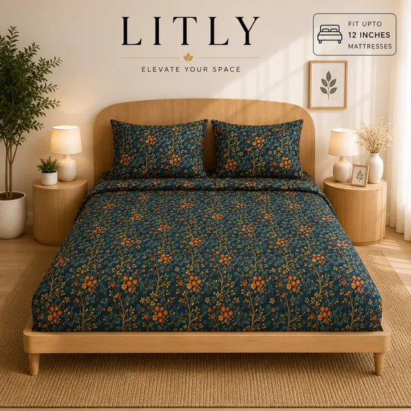 Cotton_Floral_Print_Double_Bedsheet_Set
