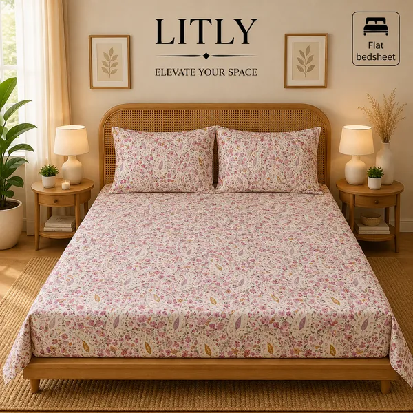 Pink_Floral_Paisley_Print_Flat_Bedsheet