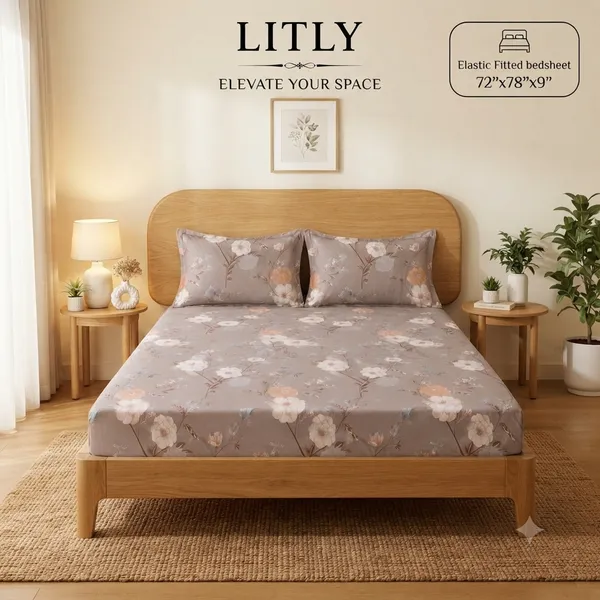 Cotton_Modern_Floral_Print_Double_Bedsheet_Set