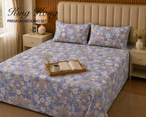 Purple_Floral_Print_King_Size_Bedsheet_Set