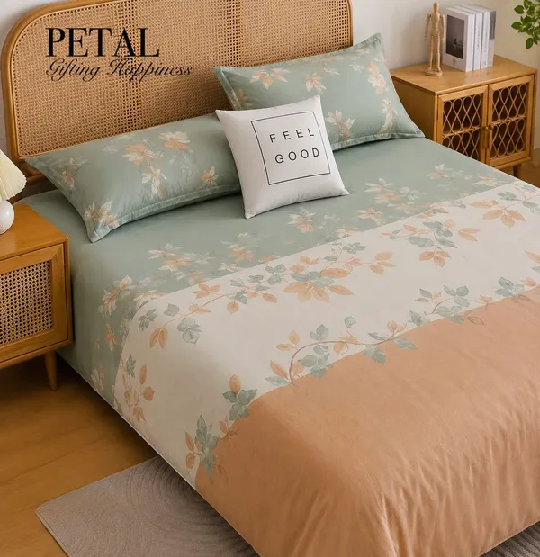 Sage_Green_Floral_Print_King_Size_Bedsheet