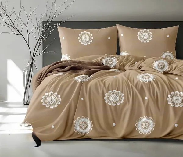Beige_Floral_Print_Flat_Bedsheet