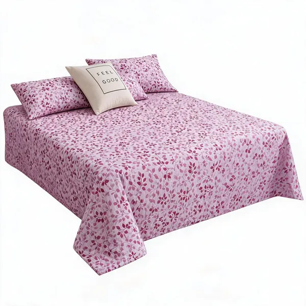 Pink_Cotton_Floral_Print_Bedsheet