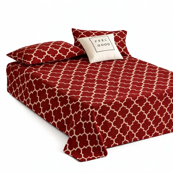 Red_Cotton_Classic_Red_Geometric_Trellis_Print_Bedsheet_Set