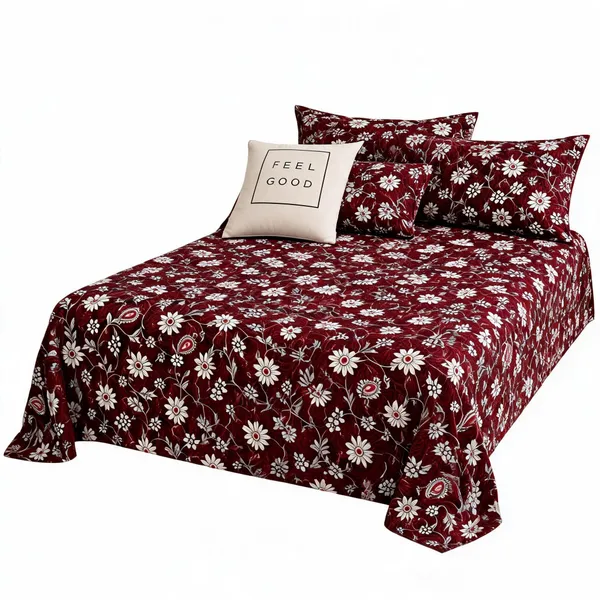 Maroon_Cotton_Floral_Paisley_Print_Bedsheet