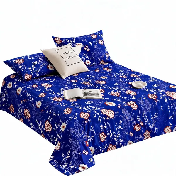 Blue_Cotton_Tropical_Botanical_Floral_Print_Bedsheet