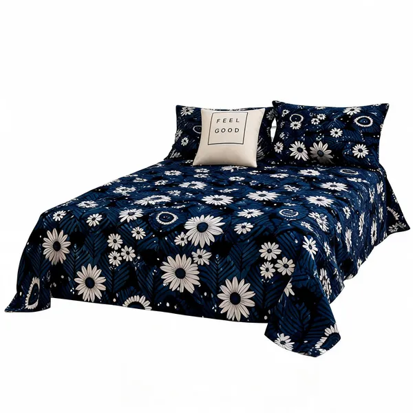 Blue_Cotton_Botanical_Floral_Print_Double_Bedsheet