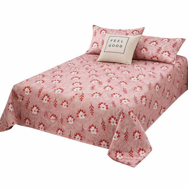 Pink_Cotton_Floral_Print_Bedsheet_Set