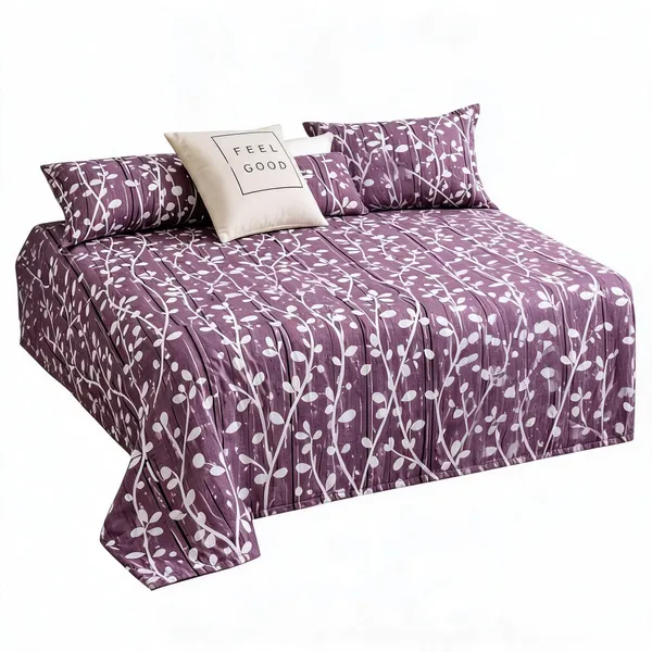 Purple_Cotton_Botanical_Floral_Print_Bedsheet_Set