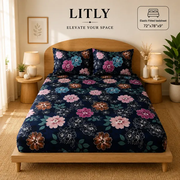 Cotton_Floral_Print_Double_Bedsheet_Set
