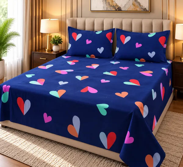 220_TC_Cotton_Blend_Bedsheet_|_Double_Size_Flat_Bedsheet_|_2_Pillow_Covers