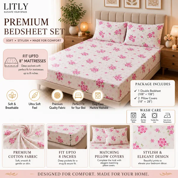 Cotton_Floral_Print_Double_Bedsheet_Set