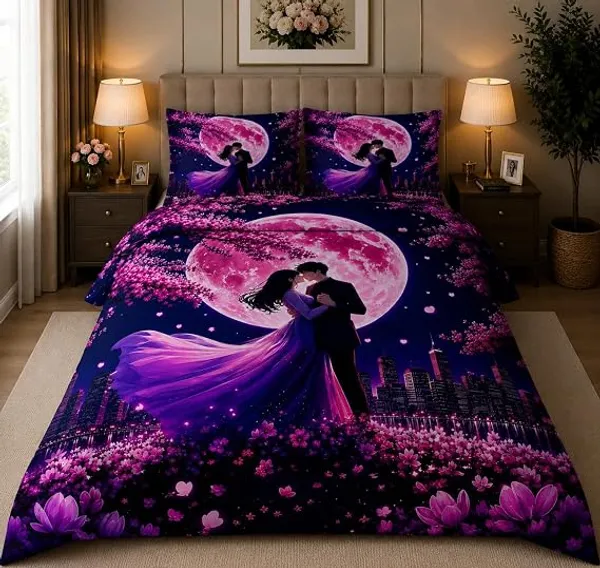 Romantic_Couple_Moon_Floral_Print_Bedsheet_Set