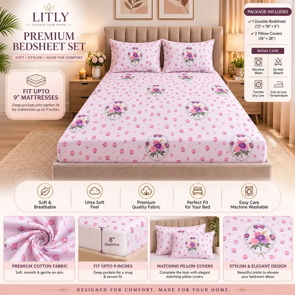Cotton_Floral_Print_Double_Bedsheet_Set