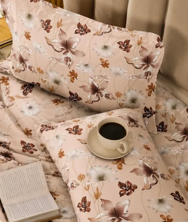 Beige_Floral_Print_Flat_Bedsheet_Set
