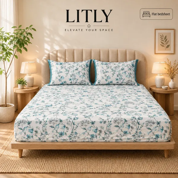 White_Floral_Print_Flat_Bedsheet