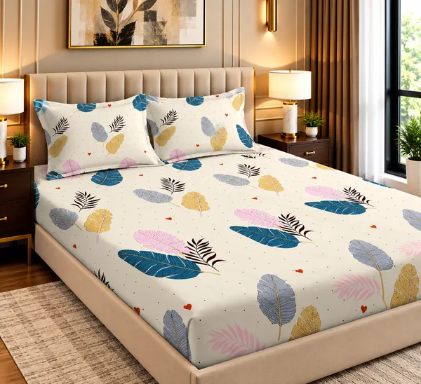 Premium_Cotton_Floral_Print_Elastic_Fitted_King_Bedsheet_with_2_Pillow_Covers_(72x78_Upto_8_Inches)&_360_Degree_Elasticated