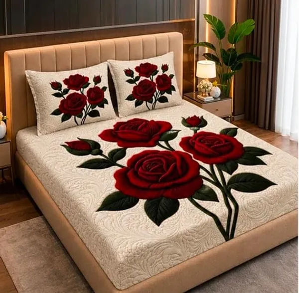 Quilted_Red_Rose_Floral_Bedspread_Set
