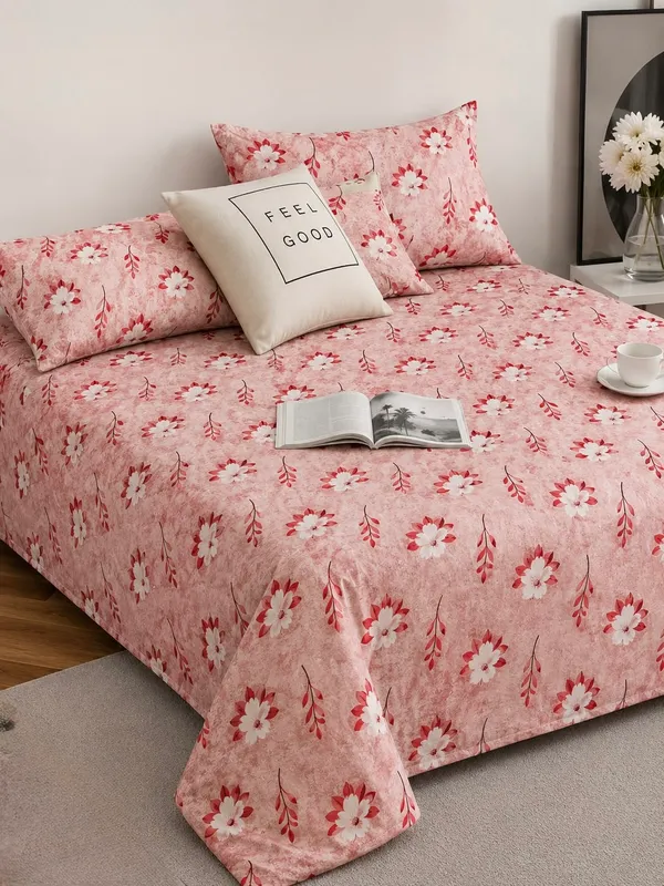 Pink_Floral_Print_Bed_Sheet_Set
