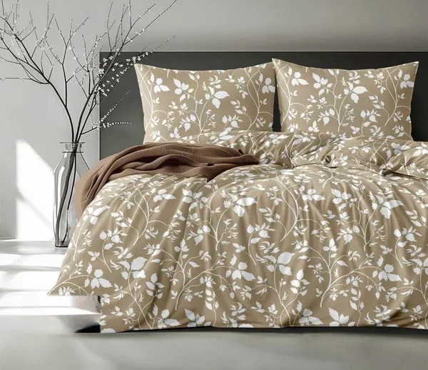 Beige_Botanical_Print_Flat_Bedsheet
