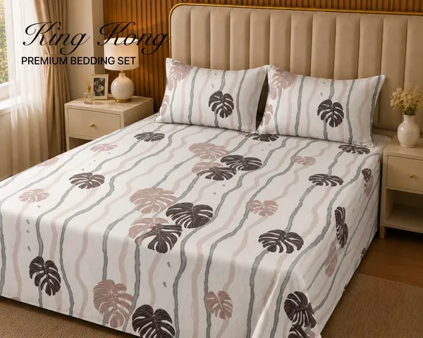 Fabric_Botanical_Stripe_King_Size_Bedsheet_Set