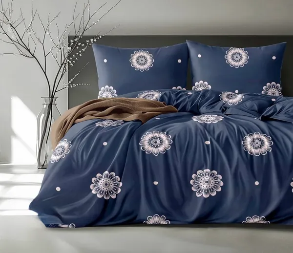 Navy_Floral_Print_Flat_Bedsheet_Set