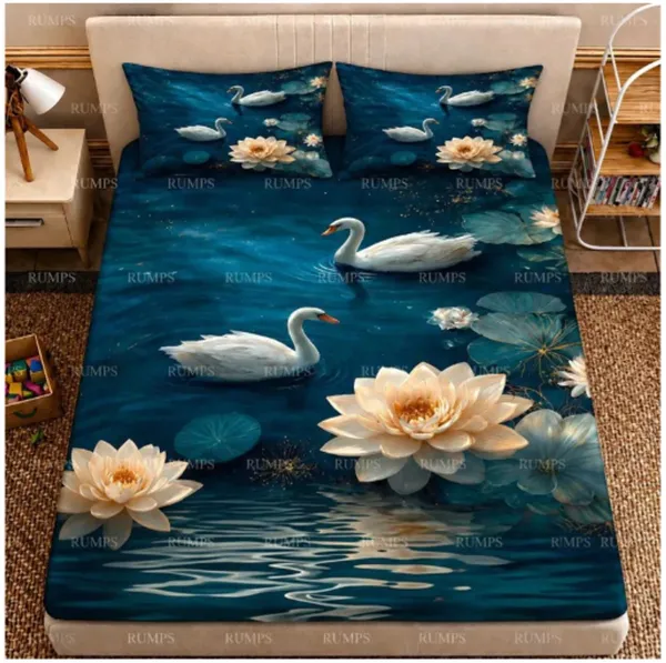 Teal_Swan_Floral_Print_Bedsheet_Set