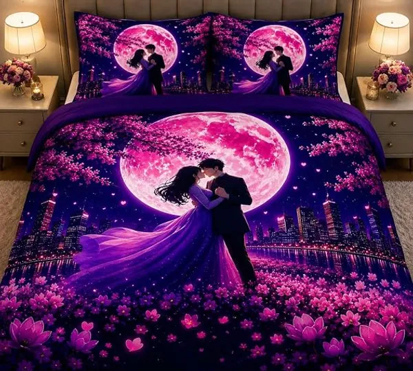 Romantic_Couple_Moon_Floral_Print_Bedsheet_Set