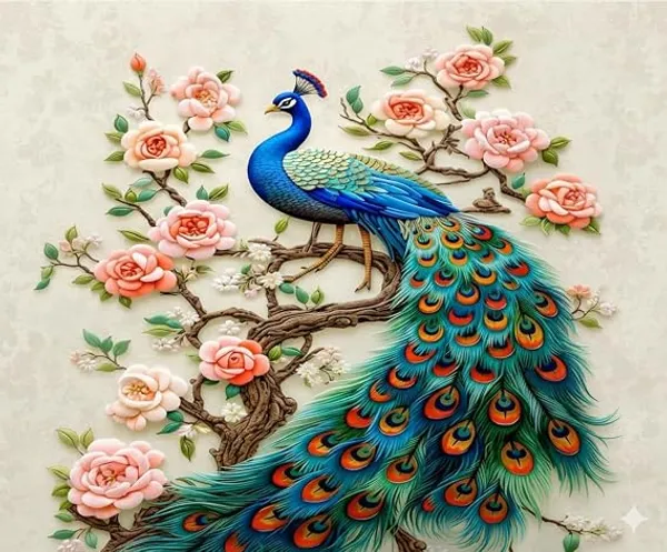 Printed_Peacock_Floral_King_Size_Bedsheet