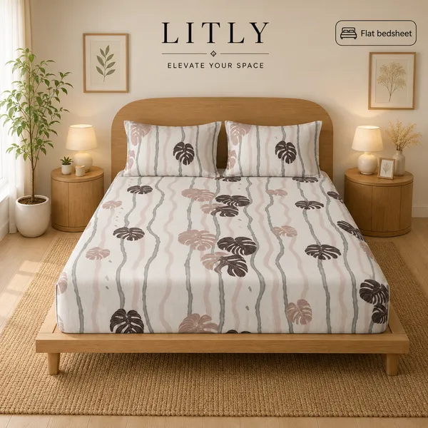 Fabric_Botanical_Stripe_King_Size_Bedsheet_Set