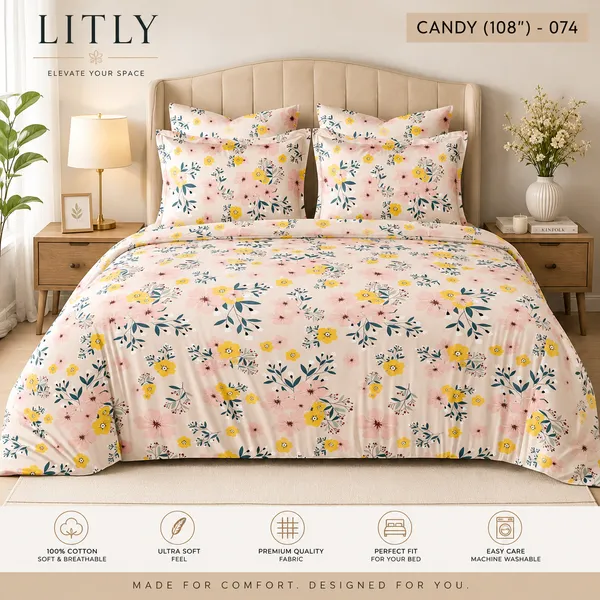 Cotton_Floral_Print_King_Size_Bedsheet