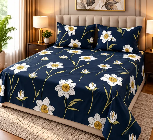 220_TC_Cotton_Blend_Bedsheet_|_Double_Size_Flat_Bedsheet_|_2_Pillow_Covers