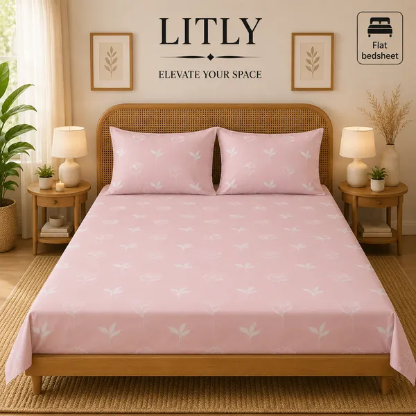 Pink_Floral_Print_Flat_Bedsheet