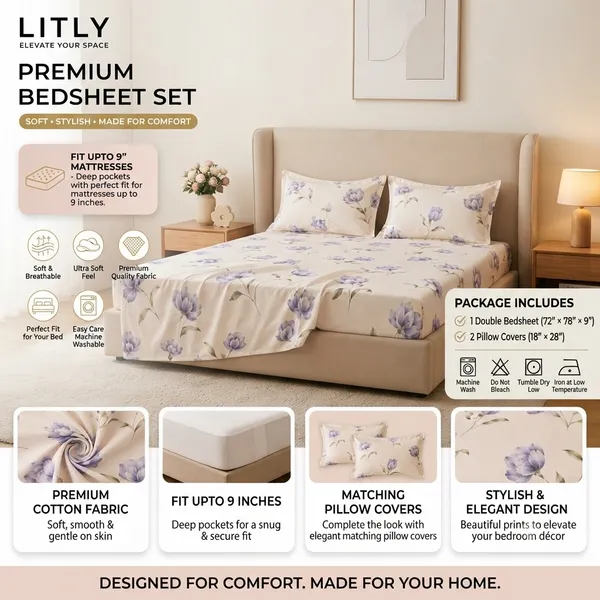 Floral_Print_Elastic_Fitted_Bedsheet