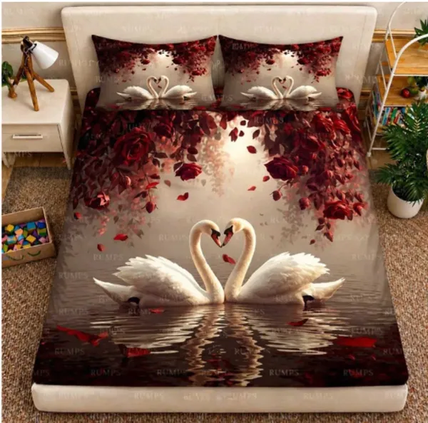 Romantic_Swan_Floral_Print_Bedding_Set