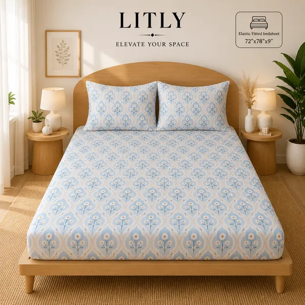 Cotton_Botanical_Pattern_Double_Bedsheet_Set
