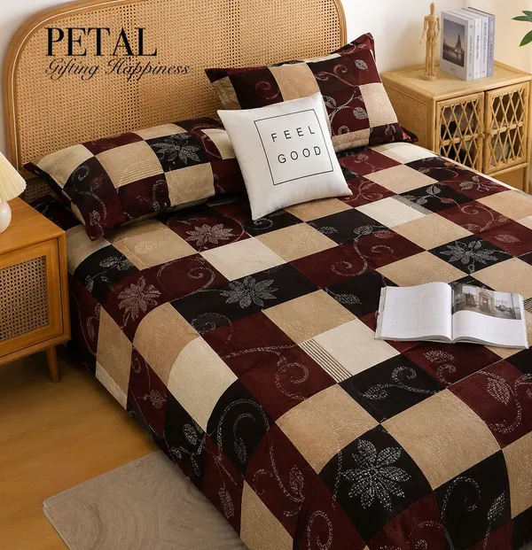 Printed_Checkered_Floral_Double_Bedsheet