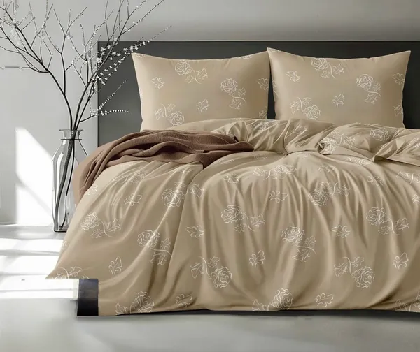 Beige_Floral_Print_Flat_Bedsheet