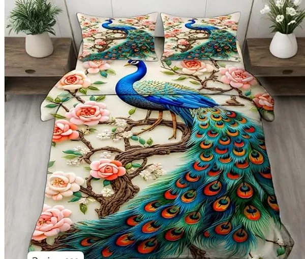 Printed_Peacock_Floral_King_Size_Bedsheet