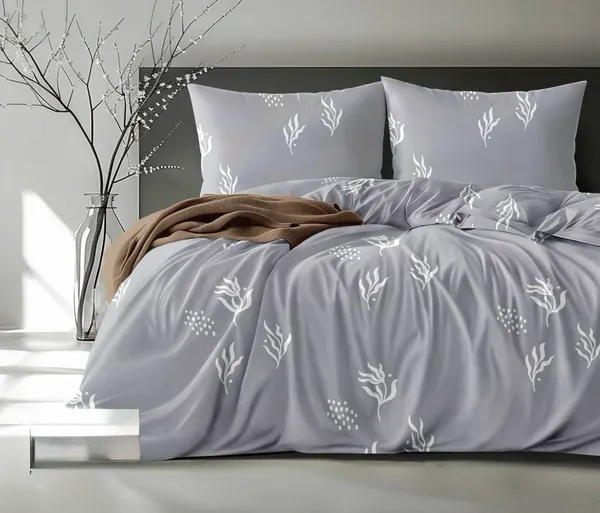 Grey_Floral_Print_Flat_Bedsheet