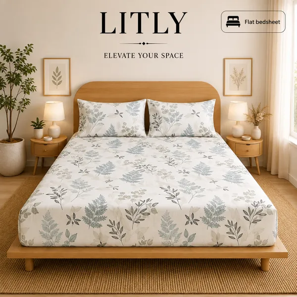 Botanical_Floral_Print_Flat_Bedsheet_Set