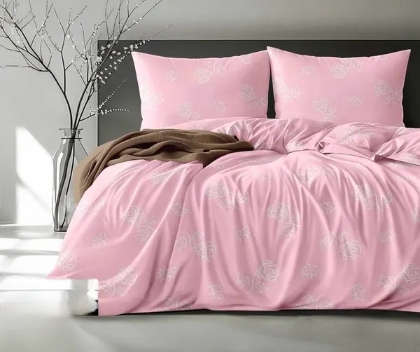 Pink_Floral_Print_Flat_Bedsheet_Set